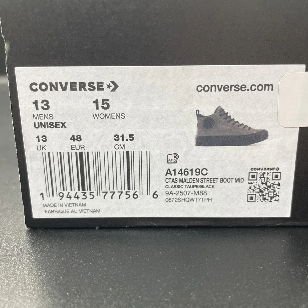 Converse Malden Street Boot Mid‎ Shoes Mens 13 Taupe Black Classic A14619C NEW